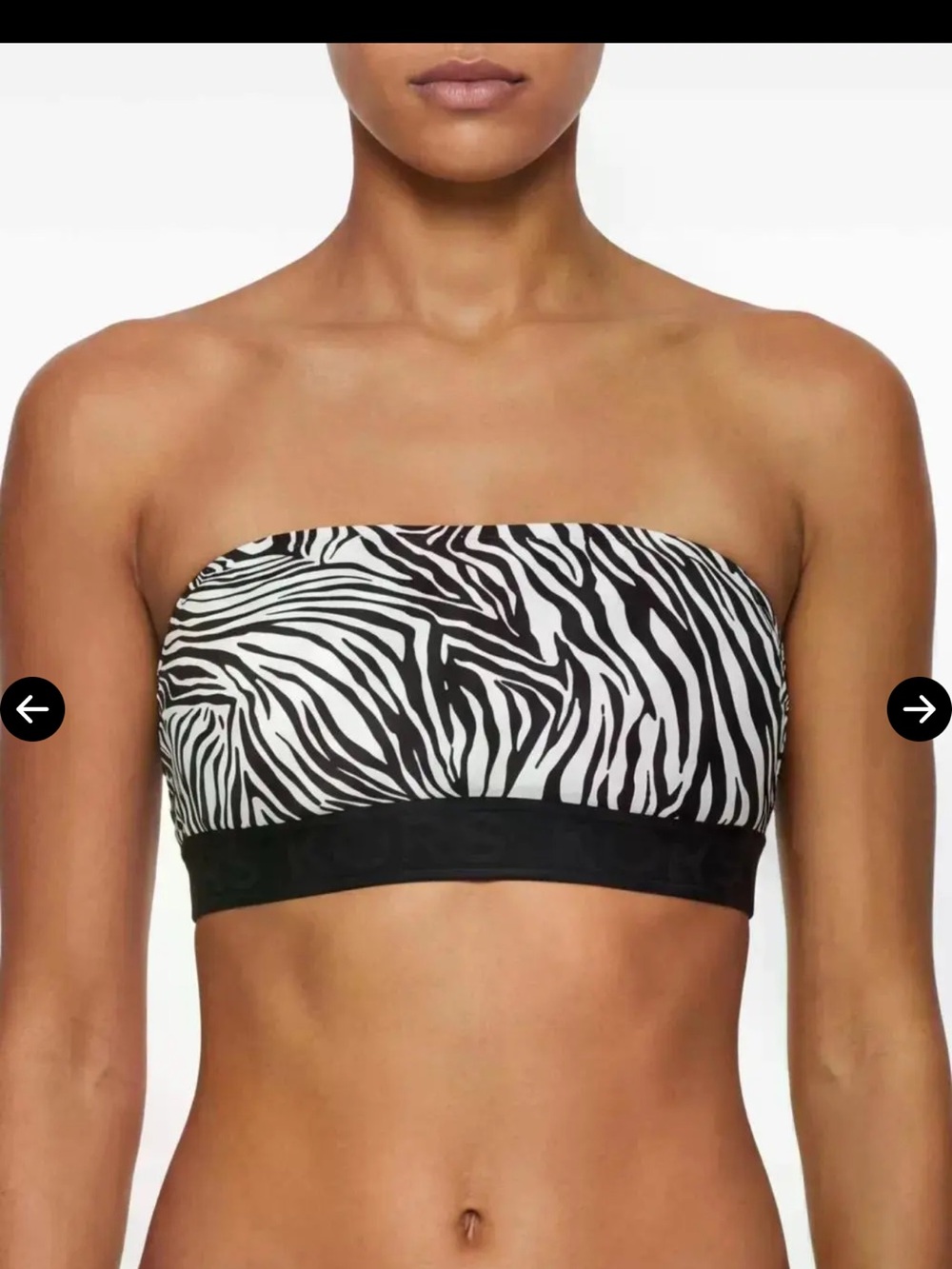 MICHAEL Michael Kors Zebra Print Zip Back Bandeau Bikini Swim Top